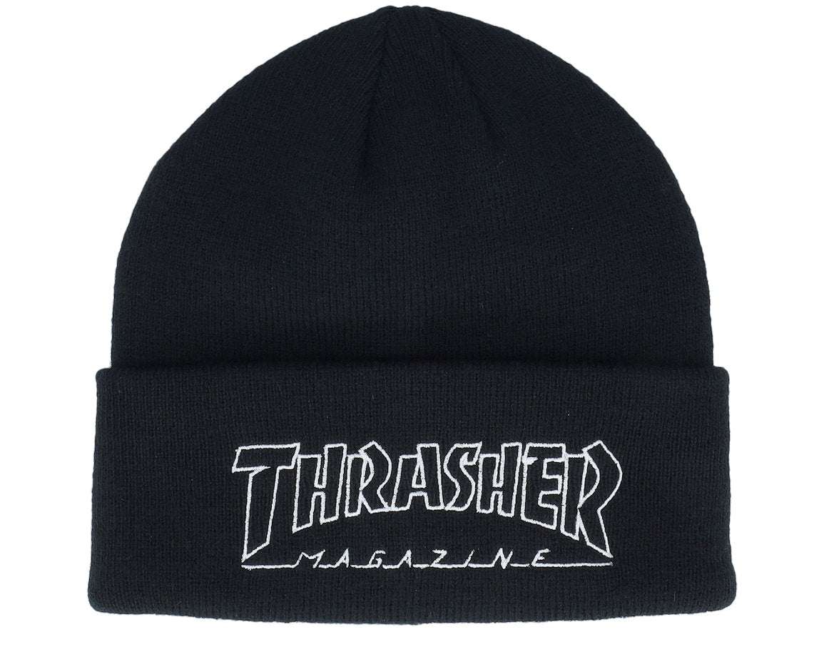 Thrasher Outlined Embroidered black/white Beanie