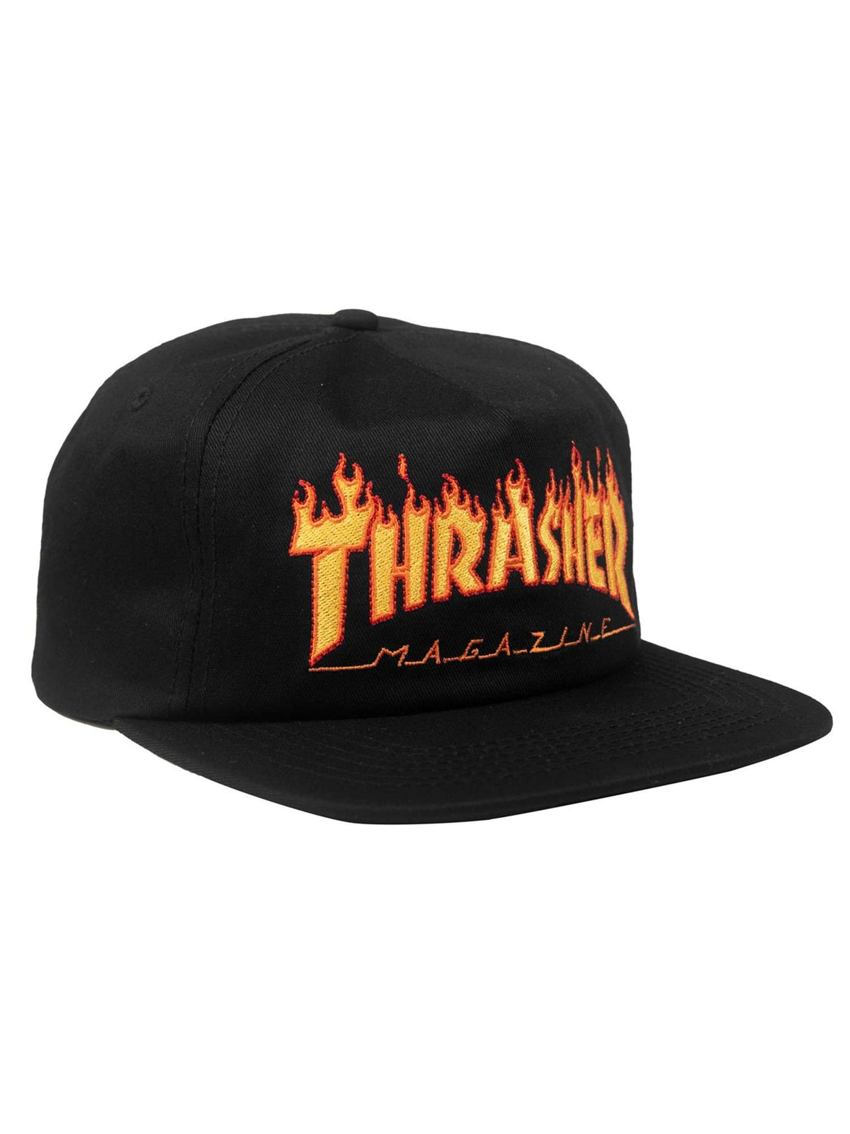 Thrasher Flame Embroidered Snapback Black