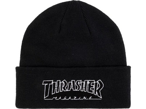 Thrasher Outlined Embroidered Logo Beanie Black/White