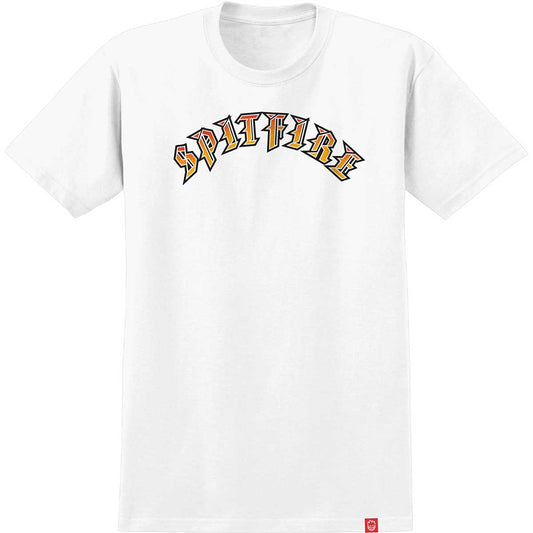 Spitfire Wheels Old E Fade Fill T-Shirt - White/Red/Gold