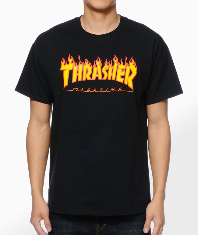 Thrasher Flame Kids T-Shirt Black